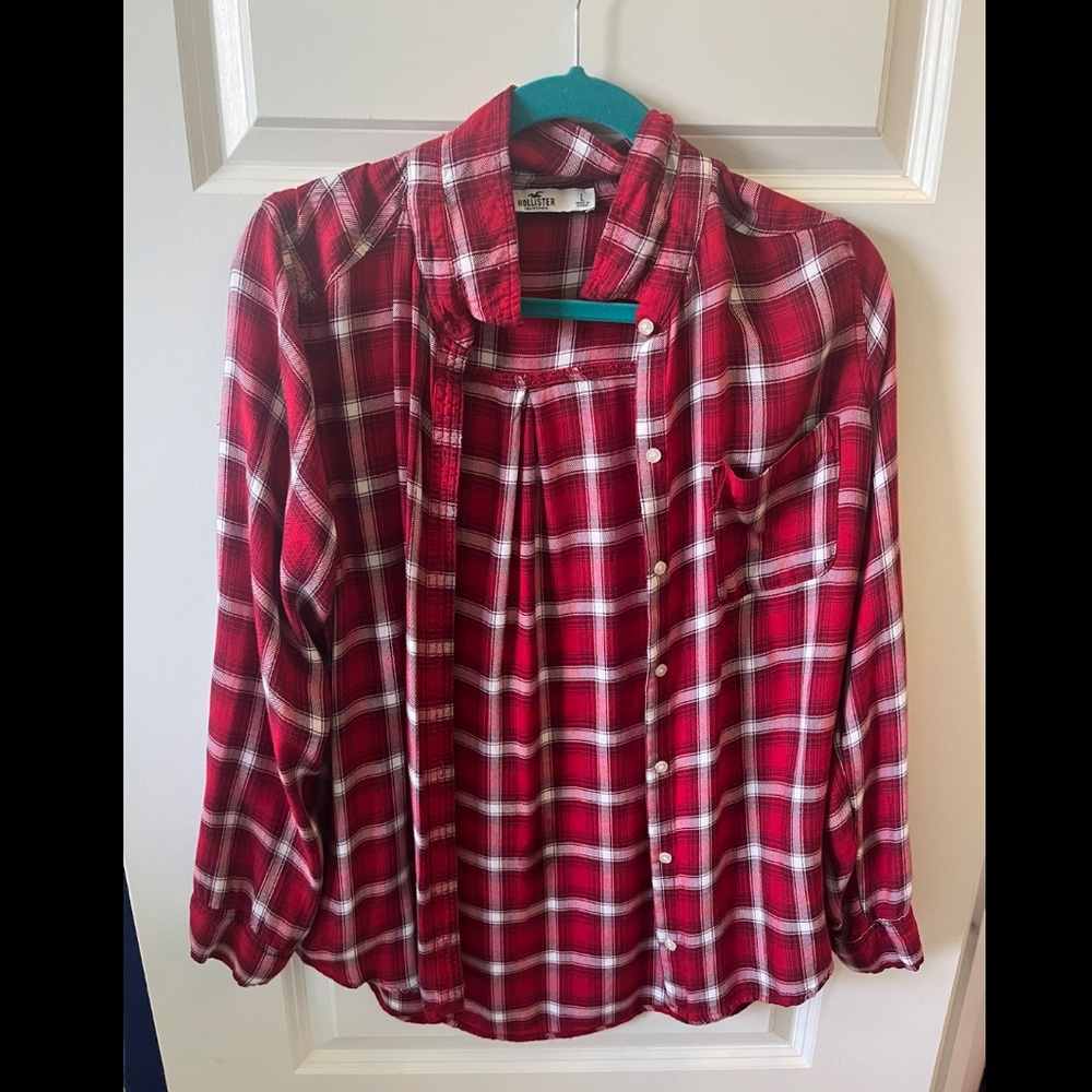 hollister red flannel 
size L